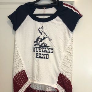 Free People T shirt with Crochet XS